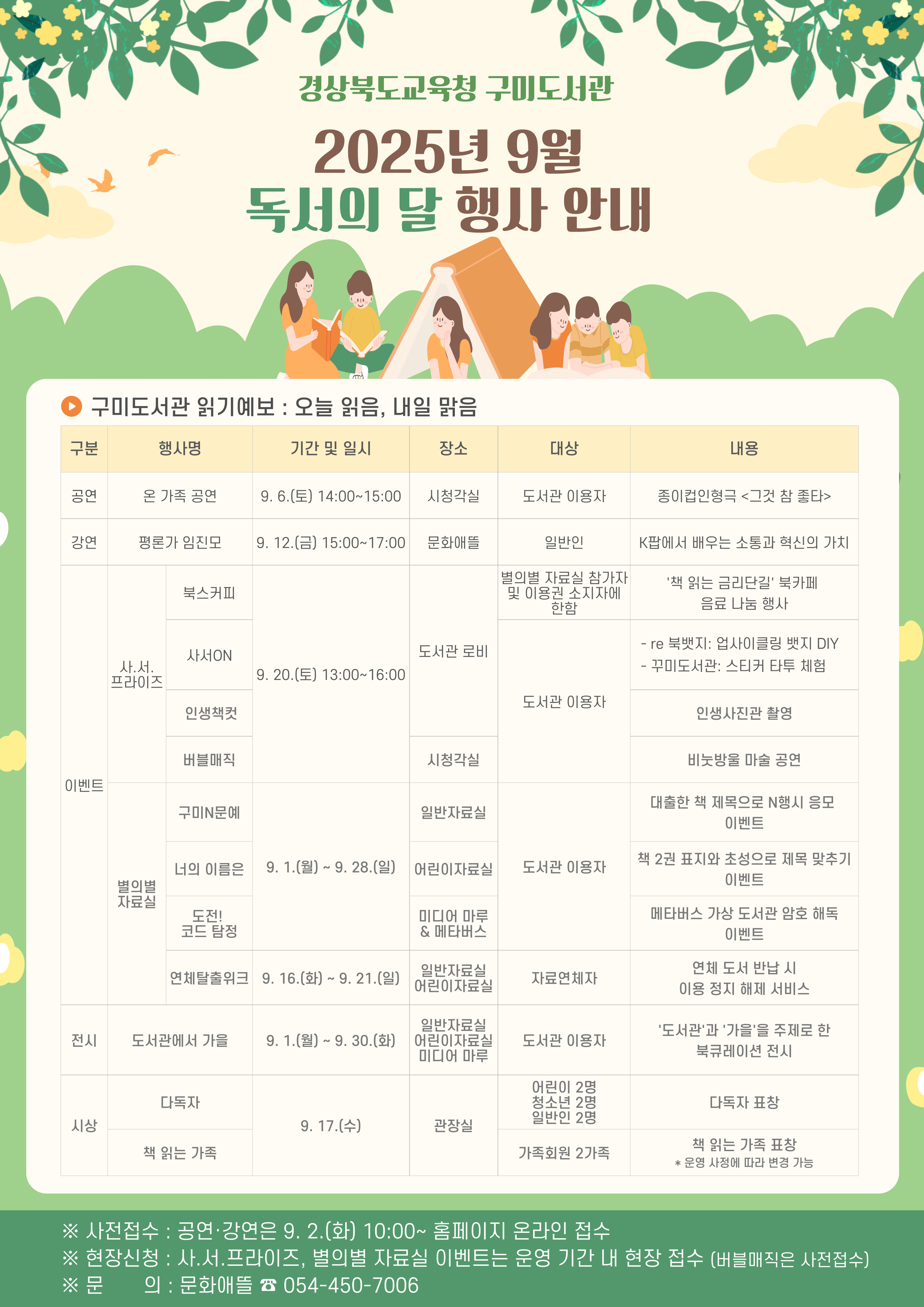 구미도서관 읽기예보: 오늘 읽음, 내일 맑음